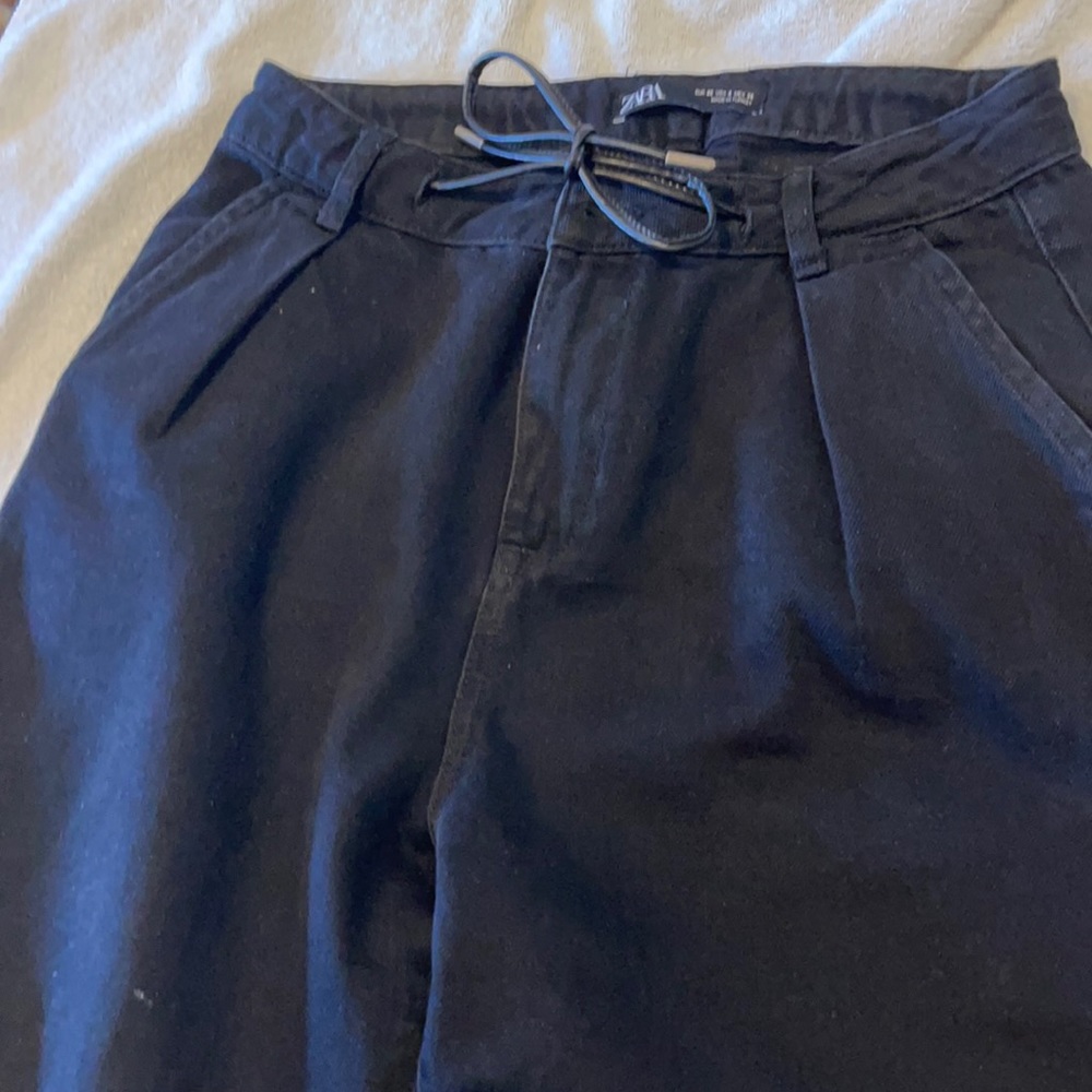 Black denim joggers